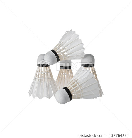 A badminton shuttlecock on a white background. 137764281