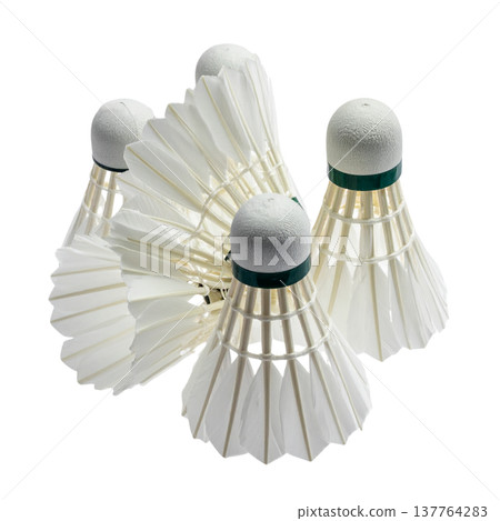 A badminton shuttlecock on a white background. A badminton shuttlecock on a white background. 137764283