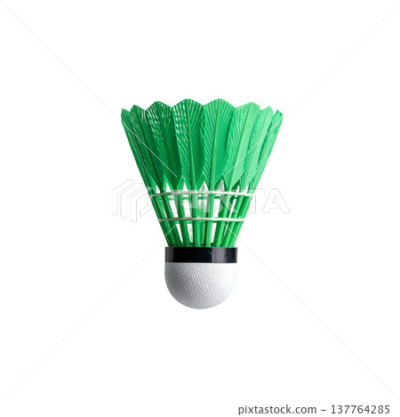 A badminton shuttlecock on a white background. A badminton shuttlecock on a white background. 137764285