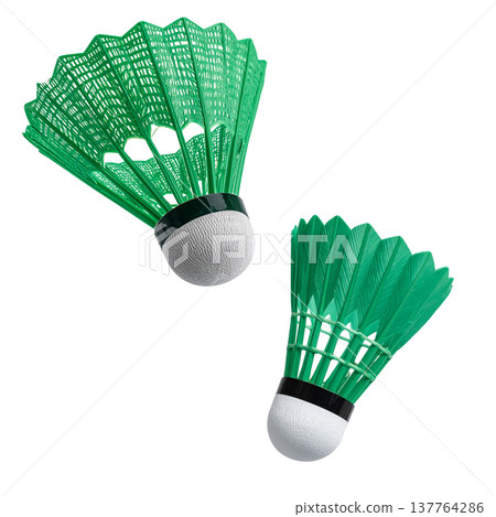A badminton shuttlecock on a white background. 137764286
