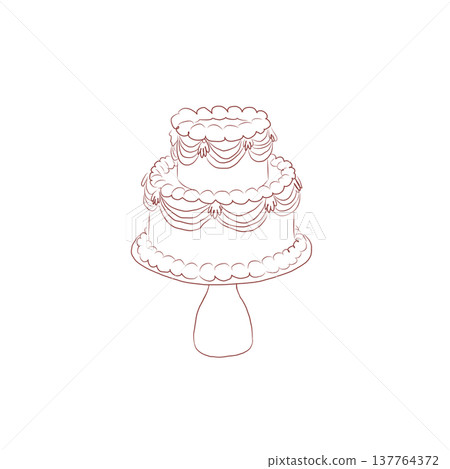 Wedding cake art llustration 137764372