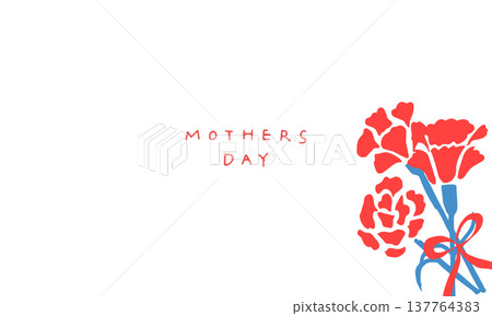 母親節康乃馨插圖。紅色康乃馨相框套裝。 137764383
