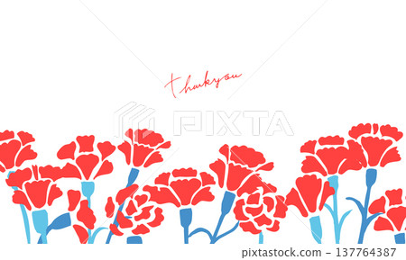 Mother's Day carnation illustration. Red carnation frame set. 137764387