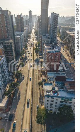 KOWLOON CITY, Elevated roadway cutting through urban district March 14 2026 137764807