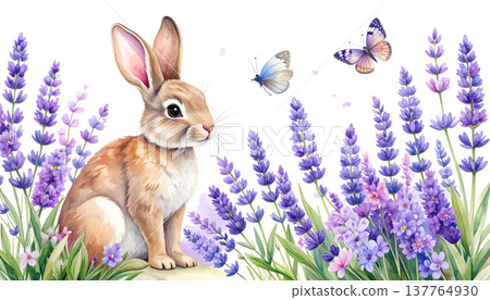 easter bunny in a meadow easter bunny in a meadow 137764930