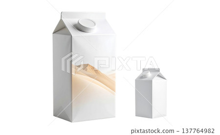 An empty white cardboard milk carton, or a 3D illustration on a white background. An empty white cardboard milk carton, or a 3D illustration on a white background. 137764982