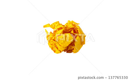 A crumpled, blank piece of paper is placed separately on a white background. A crumpled, blank piece of paper is placed separately on a white background. 137765330