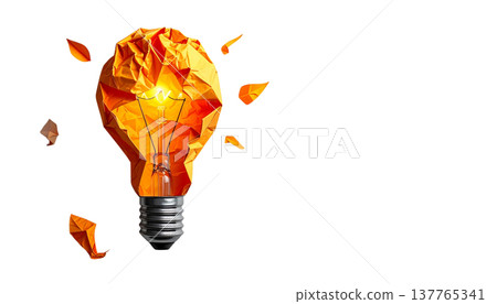 Origami paper light bulbs on a white background. Origami paper light bulbs on a white background. 137765341