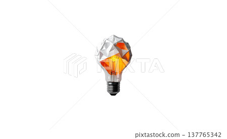 Origami paper light bulbs on a white background. Origami paper light bulbs on a white background. 137765342