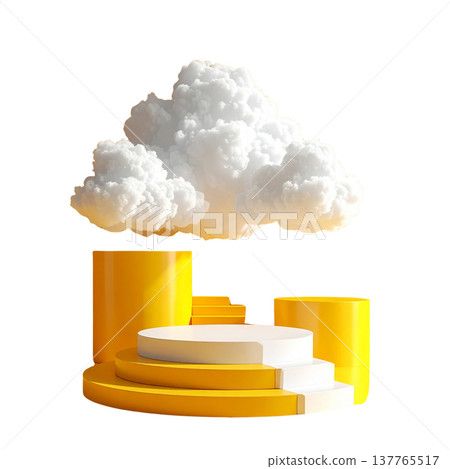 3d rendering of a white clouds forming a pedestal 3d rendering of a white clouds forming a pedestal 137765517