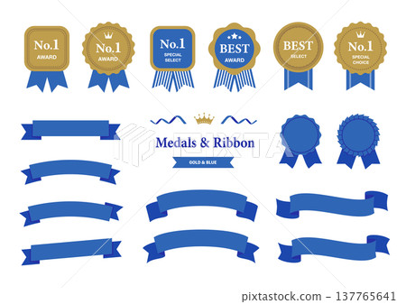 金藍色獎章和瑤帶徽章套裝（第一名、最佳、排名材料） 137765641