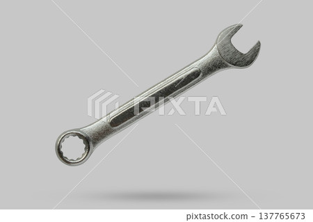 Wrench fly over gray background close up 137765673