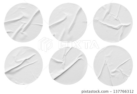Blank white round paper sticker label set isolated on white background Blank white round paper sticker label set isolated on white background 137766312