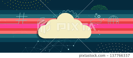 Cloud retro concept technology background and network data flow Cloud retro concept technology background and network data flow 137766337