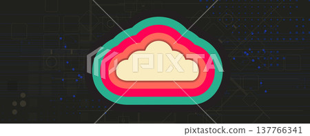 Cloud retro concept technology background and network data flow Cloud retro concept technology background and network data flow 137766341