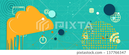 Cloud retro concept technology background and network data flow Cloud retro concept technology background and network data flow 137766347