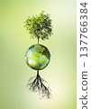 Earth Day or World Environment Day concept. Live and dry tree on glass globe, choosing future. 137766384