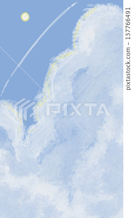 Oil painting-style cumulonimbus clouds, background 137766491