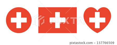 Switzerland National flag icon, sticker. Set of National heart, round, rectangular Switzerland flag buttons. Flag of Switzerland circle, rectangle, heart badges. Swiss flag banners. Switzerland National flag icon, sticker. Set of National heart, round, rectangular Switzerland flag buttons. Flag of Switzerland circle, rectangle, heart badges. Swiss flag banners. 137766509