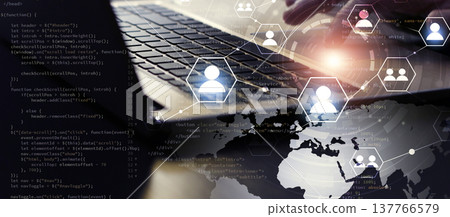 hands on laptop programming web language coding banner 137766579