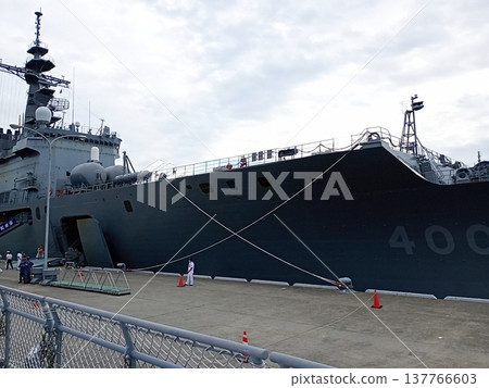 Warships (Japan Maritime Self-Defense Force vessels) docked in the harbor Warships (Japan Maritime Self-Defense Force vessels) docked in the harbor 137766603