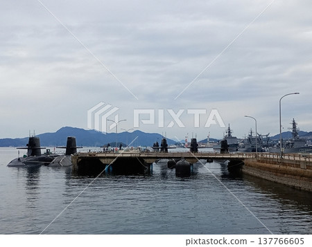 Warships (Japan Maritime Self-Defense Force vessels) docked in the harbor Warships (Japan Maritime Self-Defense Force vessels) docked in the harbor 137766605
