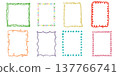Collection of crayon doodle frames and boxes. Naive hand drawn borders for preschool education, kids posters, birthday cards, playful backgrounds and creative childhood illustrations. 137766741