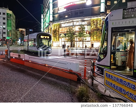 Streetcars in Hiroshima City (nighttime cityscape) Streetcars in Hiroshima City (nighttime cityscape) 137766848