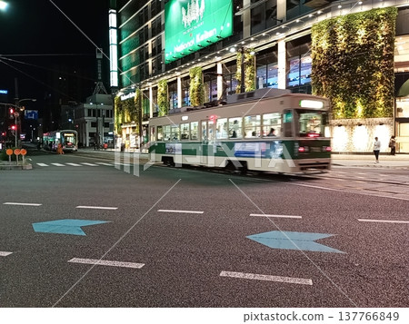 Streetcars in Hiroshima City (nighttime cityscape) Streetcars in Hiroshima City (nighttime cityscape) 137766849