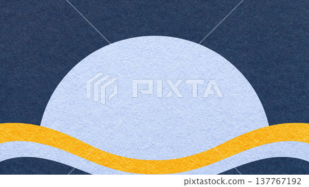Navy textured paper background with light blue semicircle for copy space and yellow gold waves for banner, presentation 137767192