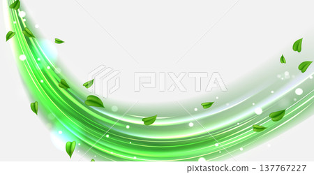 Fresh green leaves swirling in dynamic air flow Fresh green leaves swirling in dynamic air flow 137767227