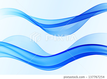 Set of abstract blue flowing wavy waves isolated on light background for modern design elements. 137767254