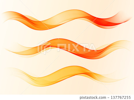Set of abstract flowing orange gradient wave lines isolated on light background 137767255