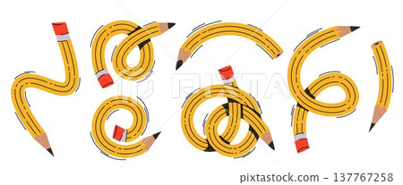 Cute twisted school pencils, flexible stationery Cute twisted school pencils, flexible stationery 137767258