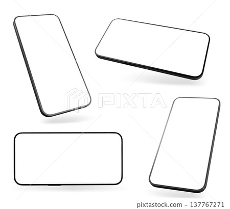3d smartphone mockup with blank white screen 3d smartphone mockup with blank white screen 137767271
