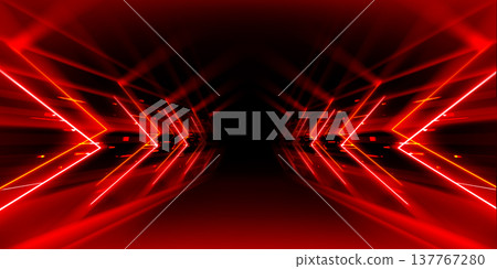 Neon red arrow dynamic tunnel with perspective 137767280