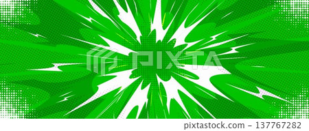 Comic book burst pattern, radial rays, halftone 137767282
