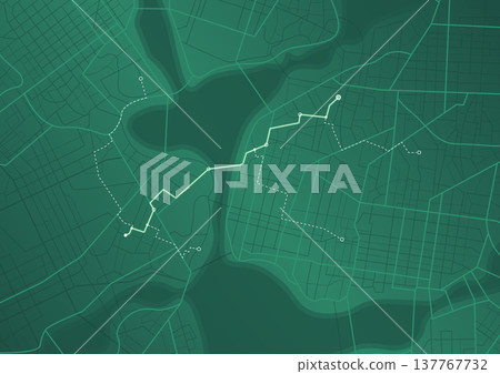An abstract navigation plan highlights POI including city streets, blocks. City map featuring directional signs, an intended goal point and multiple markers. Editable vector illustration An abstract navigation plan highlights POI including city streets, blocks. City map featuring directional signs, an intended goal point and multiple markers. Editable vector illustration 137767732