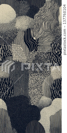 Abstract shapes and textures interlock, forming a seamless, organic visual background. Abstract organic pattern creating dynamic visual textures 137768104
