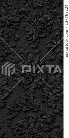 Black damask seamless pattern creating an elegant vintage background. Black damask seamless pattern forming an embossed style texture for elegant backgrounds Black damask seamless pattern creating an elegant vintage background. Black damask seamless pattern forming an embossed style texture for elegant backgrounds 137768124