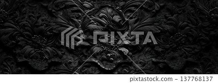Dark baroque pattern creating elegant design background. Dark baroque pattern with ornate scrollwork forming an elegant textured background Dark baroque pattern creating elegant design background. Dark baroque pattern with ornate scrollwork forming an elegant textured background 137768137