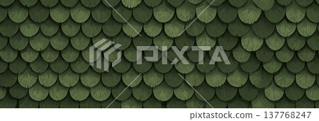 Green fish scale pattern seamless background texture. Overlapping green scales creating a seamless repeating pattern design Green fish scale pattern seamless background texture. Overlapping green scales creating a seamless repeating pattern design 137768247