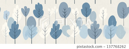 Minimal Nordic leaf seamless pattern with stylized forms. Repeating graphic design showing neutral colored leaves arranged in a modern pattern 137768262