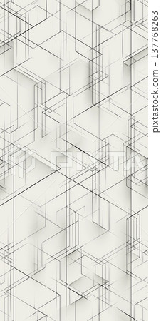 Seamless parametric geometric lines forming abstract pattern. Minimal black lines creating a repeating technical grid background 137768263