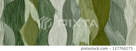 Abstract flowing lines forming a seamless organic pattern. Organic pattern featuring delicate lines creating a smooth leaf-like texture in earthy colors 137768273