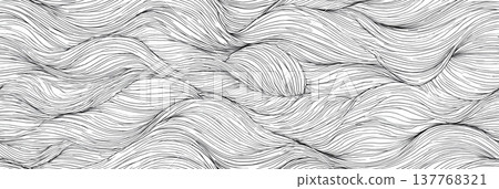 Seamless pattern of abstract waves creating line art. Seamless pattern of abstract waves with flowing lines creating a modern background Seamless pattern of abstract waves creating line art. Seamless pattern of abstract waves with flowing lines creating a modern background 137768321