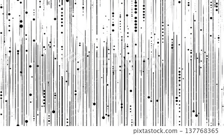 Vertical black lines and dots creating abstract pattern. Vertical black lines and varying dots forming a dynamic, abstract monochromatic background pattern Vertical black lines and dots creating abstract pattern. Vertical black lines and varying dots forming a dynamic, abstract monochromatic background pattern 137768365