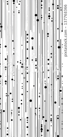 Vertical black lines and dots creating abstract pattern. Vertical black lines and varying dots forming a dynamic, abstract monochromatic background pattern Vertical black lines and dots creating abstract pattern. Vertical black lines and varying dots forming a dynamic, abstract monochromatic background pattern 137768366