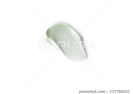 Light green swatch, smear of cream. Face, hand, body skin care. Isolated photo white background Light green swatch, smear of cream. Face, hand, body skin care. Isolated photo white background 137768501