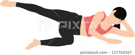 Illustration of a woman on a diet (stretching) 137768567